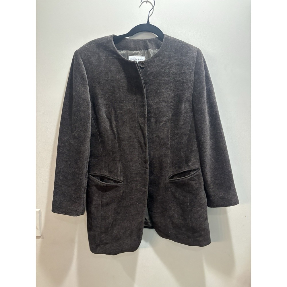 Vintage Emanuel Ungaro Women's Brown Velveteen Blazer Size (10/44) Petite
